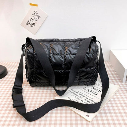 Large Shoulder Bag Waterproof Nylon Purse Pad Cotton Feather Down Shoulder Bag
