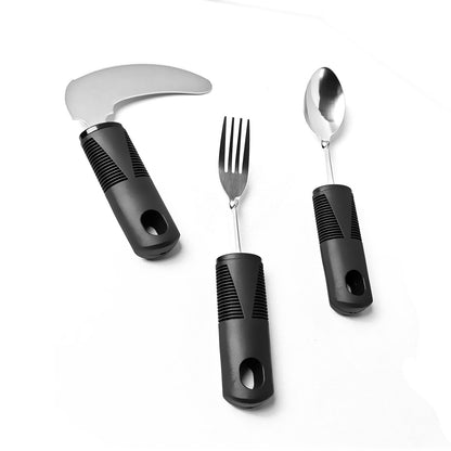 Adaptive Cutlery Set 4-Piece with Widened Non-Slip Handles for Hand Tremors