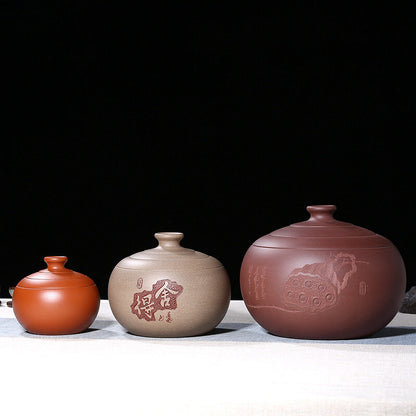 Handmade Tea Canister & Lid Sealed True Yixing Zisha Purple Clay For Loose Tea