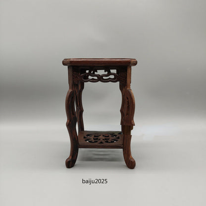 5.7'' Chinese Wooden Stand Decor Small Square Semi Cascade Bonsai Display