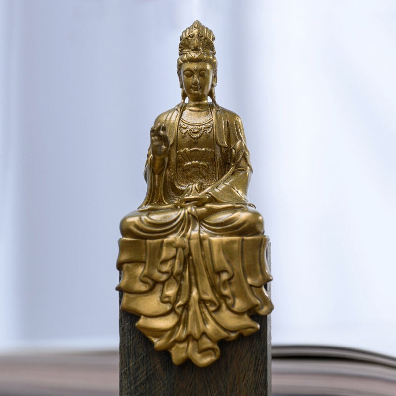 Bronze Copper Statue Carved Buddha Kwan-Yin Bodhisattva Decor Figurine Decorate