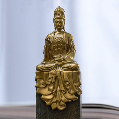 Bronze Copper Statue Carved Buddha Kwan-Yin Bodhisattva Decor Figurine Decorate