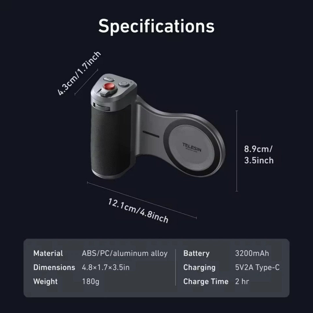 TELESIN Master Grip Kit for iPhone 17 Pro Max Magnetic Phone Camera Grip 3200mAh