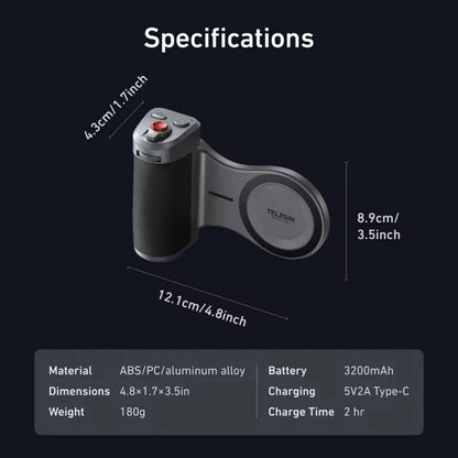 TELESIN Master Grip Kit for iPhone 17 Pro Max Magnetic Phone Camera Grip 3200mAh