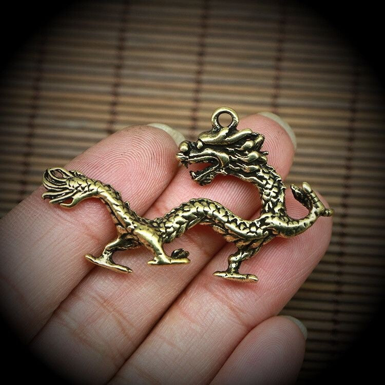 1pc Retro Brass Dragon Sculpture Ornament Tea Table Tea Pets Copper Figurine