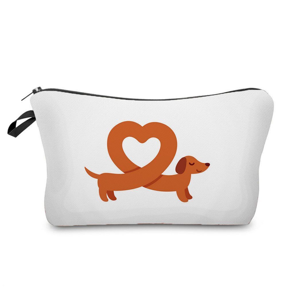 Cute Printed Cosmetic Bags Travel Storage Pouch Reusable Makeup Purse Polyester