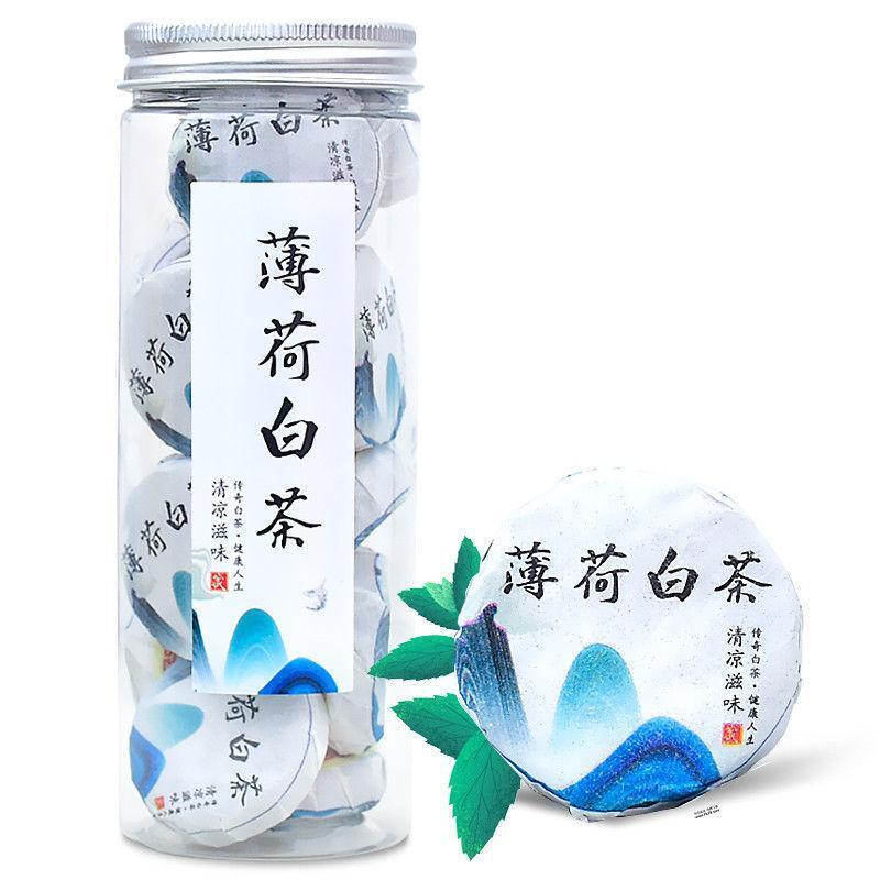 100g Mint Old White Tea Aged Shoumei Tangerine Peel Mini White Tea Cake Canned