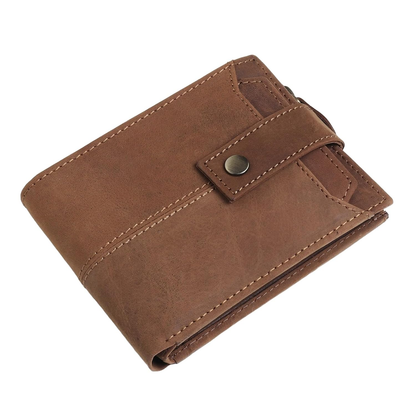 Brown Handmade Leather Wallet for Men RFID Blocking Purse Easy Open & Close Gift