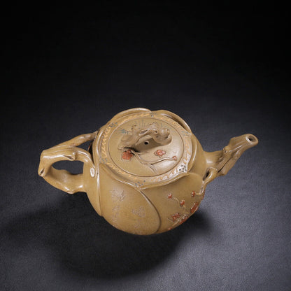 Chinese Yixing Zisha Clay Handmade Exquisite Teapot （红梅 底款：蒋蓉）