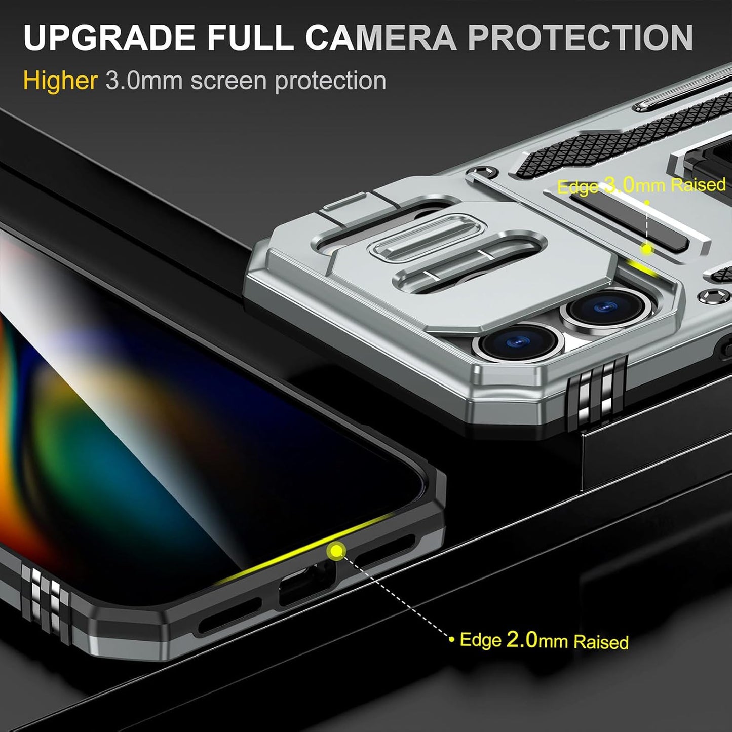 Shockproof Phone Case Compatible with Iphone 17 Pro Max Case with Kickstand & HD