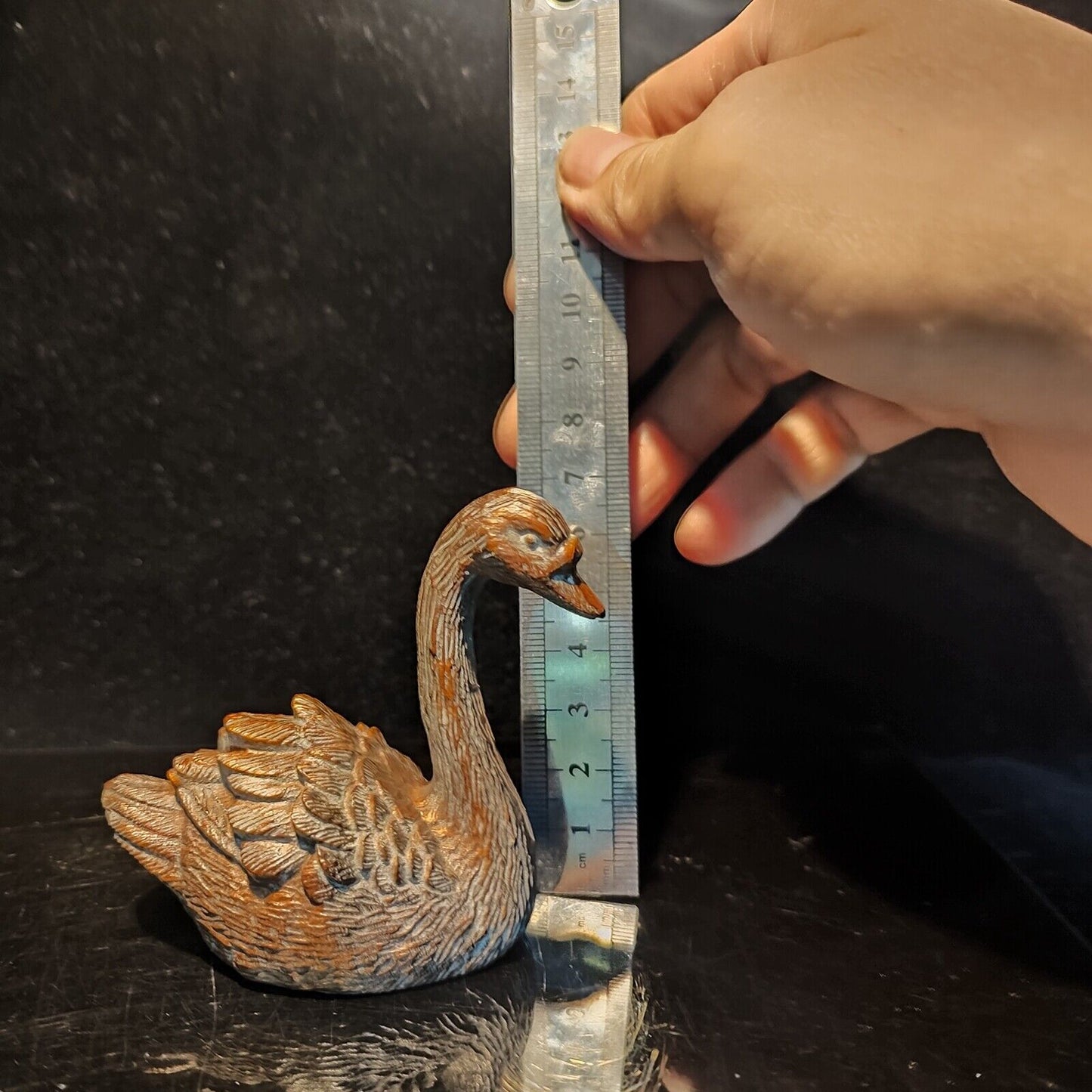 Nice little carving carved wood stand swan sculpture wooden decoration bird gift