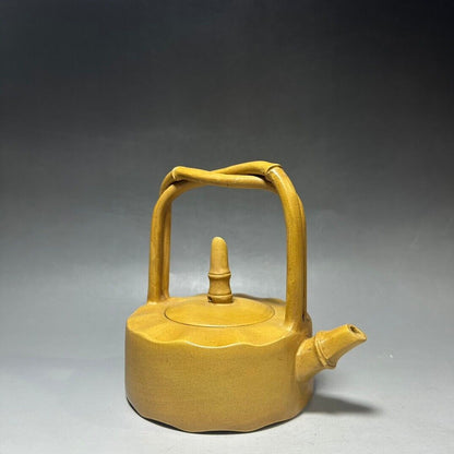 Chinese Yixing Zisha Clay Handmade Exquisite Teapot （双把提梁 底款：时大彬）