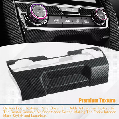 1x Carbon Fiber Center Console A/C Switch Cover Trim for Honda Civic 2016-2021
