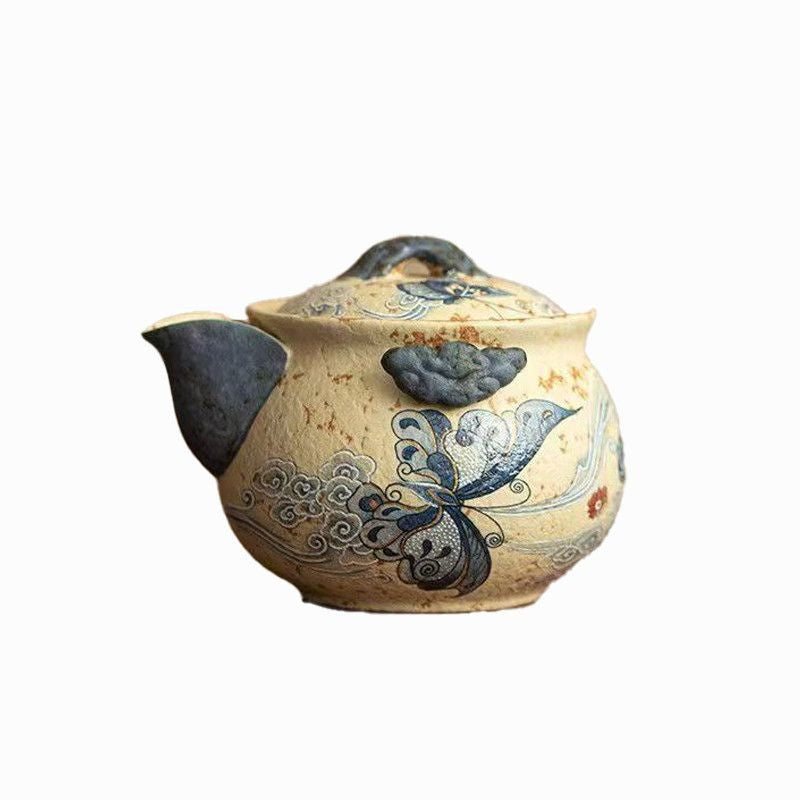 Flint Caramel Cloud Butterfly Ceramic Grip Teapot Kung Fu Tea Set