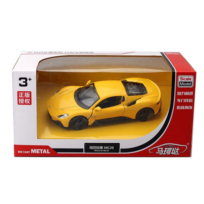 1/36 Scale Maserati MC20 Model Car Diecast Toy Vehicle Kids Toys for Boys Yellow