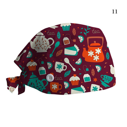 Printed Surgical Cap Adjustable Nurse Cap Baotou Cap Surgical Cap Christmas Hat
