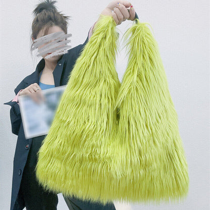 Winter Soft Faux Fur Tote Bags Large Capacity Fluffy Plush Shoulder Handbag Warm