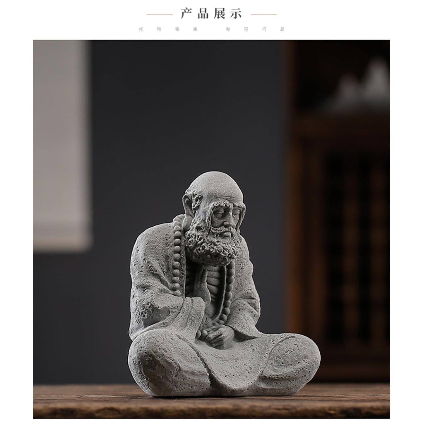 Bodhidharma Green Sandstone Tea Pet 9.3cm 3.7in Kung Fu Tea Table Tea Ceremony