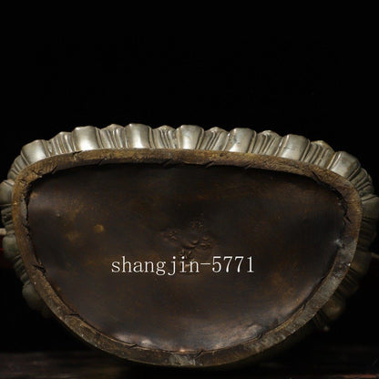 12.2"Xizang Buddhism Temple Bronze Hold Sword Manjushri Tara Buddha Statue