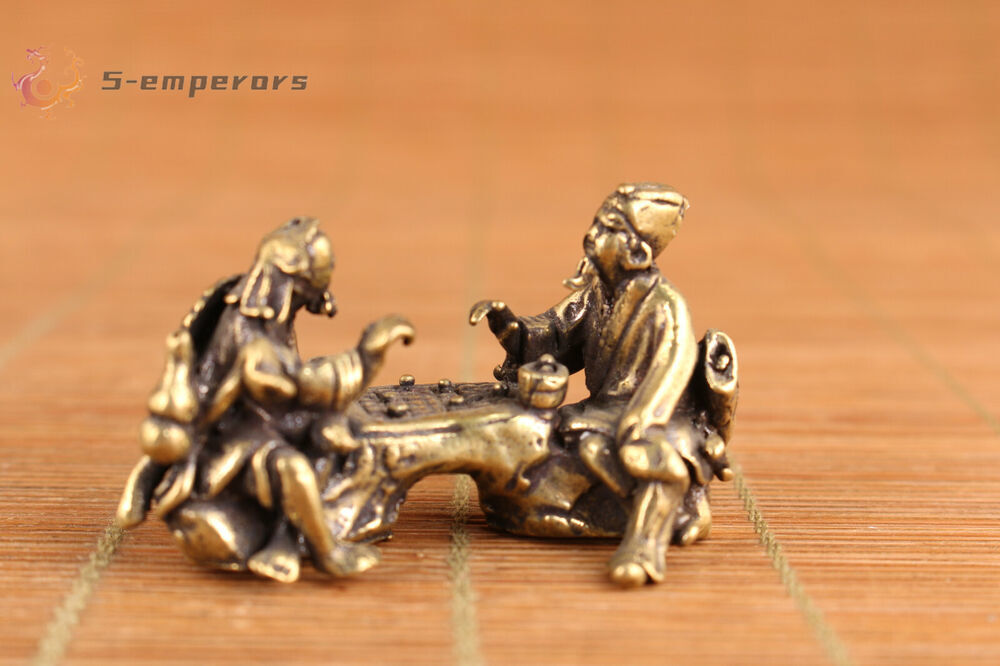 Collection Chinese brass art elder tea statue figure table decoration tea pet