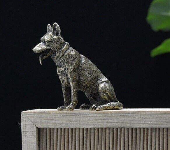 Lucky Dog Brass Animal Statue Small Sculpture Tabletop Figurine Home Decor Gifts