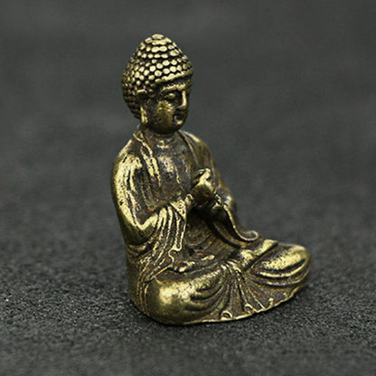 Home Decor Chinese Buddhism Pure Brass Shakyamuni Buddha Small Statue Miniature