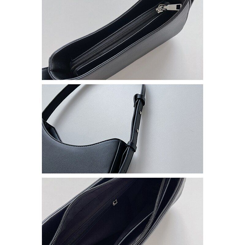 Women Leather Underarm Bag Zipper Casual Traveling Handbag 24*16*17CM/24*14*7 CM