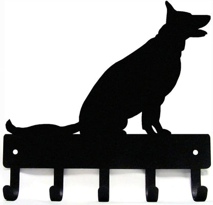 German Shepherd Sitting - Key Rack Dog Leash Hanger-6 inch/9 inch Metal Wall Art