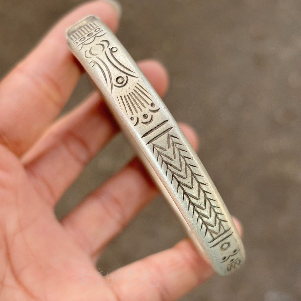 Tibetan Silver Bangle Handmade Ethnic Floral Bangle Nepal Copper Plated Silver