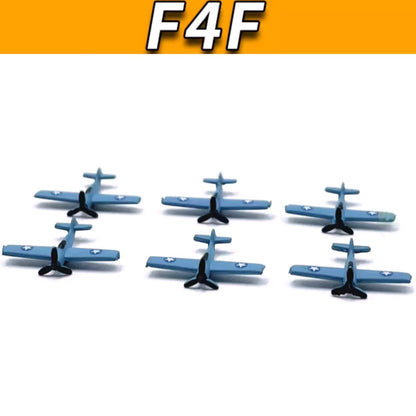 6pcs 1cm 1/1000 US Aircraft Carrier (F4F/SBD/TBD) Plane Model Gift