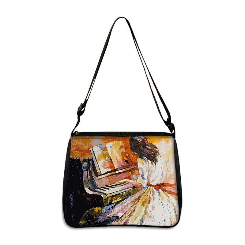 Music Print Handbags Causal Shoulder Bags Crossbody Purse Satchel Messenger Bag