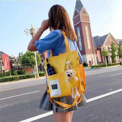 Simple Women Package Print Cute Bear Canvas Bag Handbag Shoulder Bag 33x5x37 cm