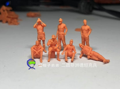 1/72/48/35/87/100/144 WW II North African Tank Troops 7-Person 3D Printed Model