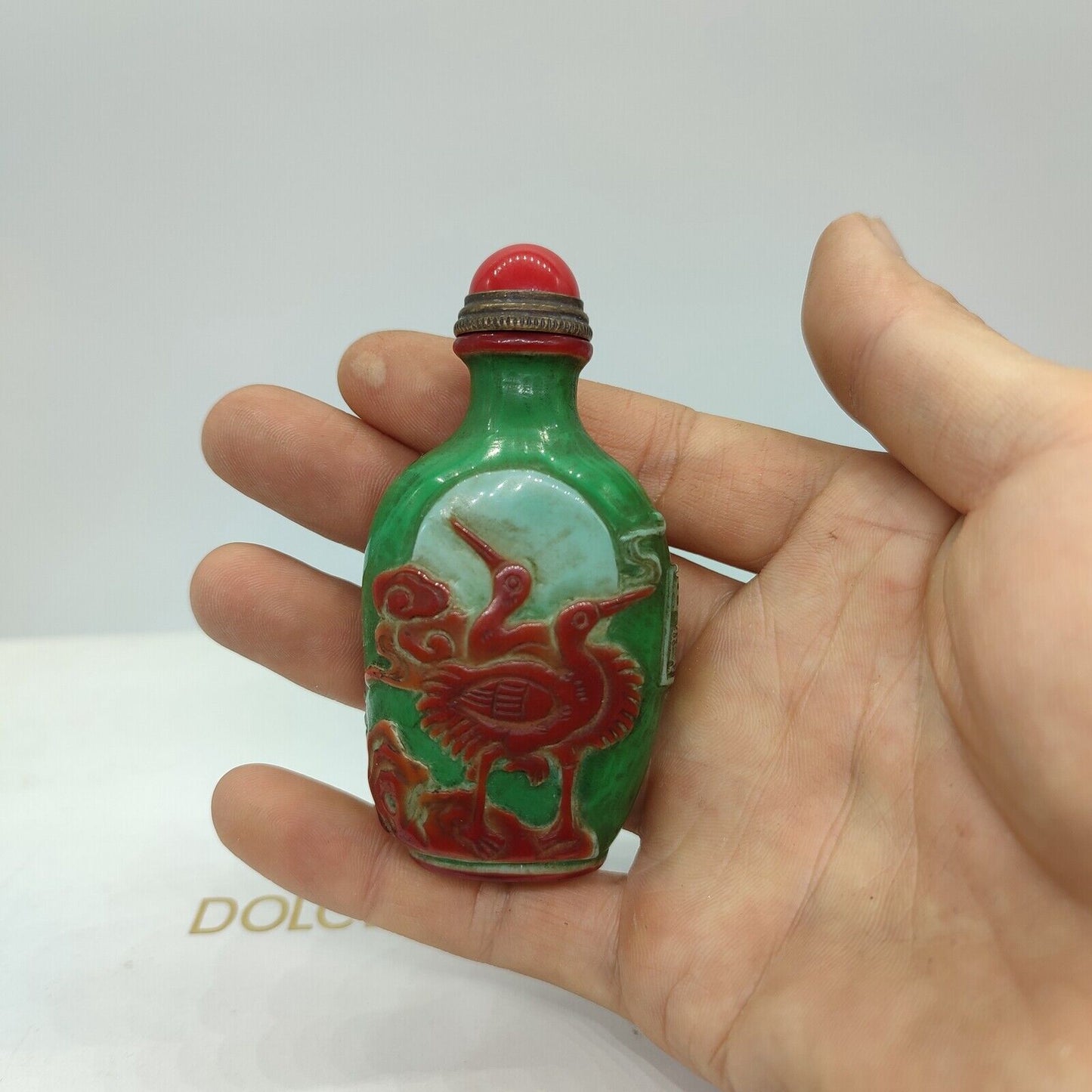 chinese snuff bottles peking glass vintage box carved crane statue love gifts