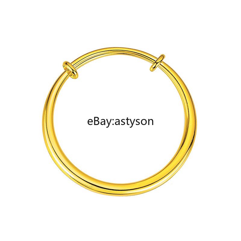 Solid Smooth Push-pull Round Rod 24K Gilding Yellow GP Bracelet Jewelry
