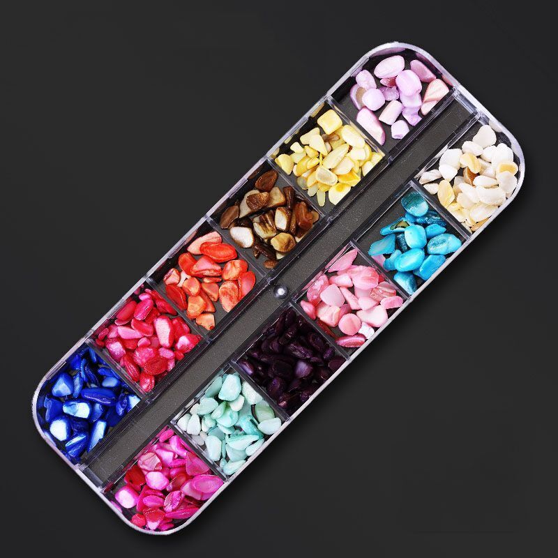 Nail Art Decor 12Design Box 3D Irregular Abalone Seashell Fragment Flakes Charms