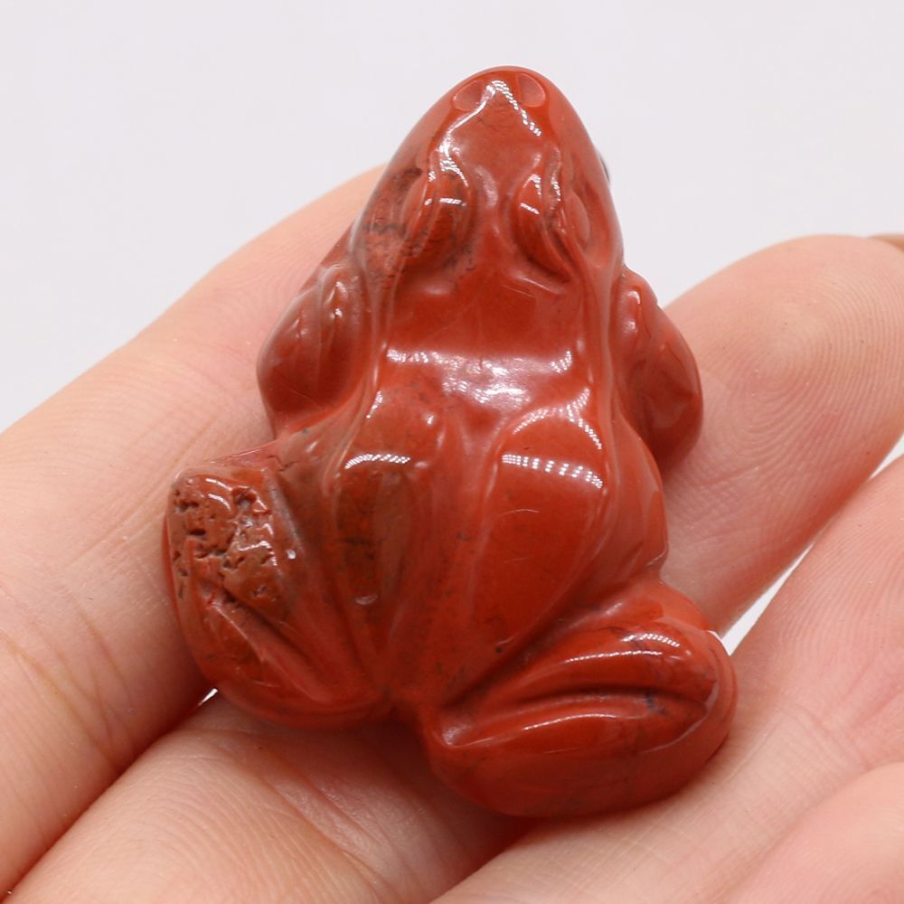 Frog Statue Figurine Natural Stones Hand Carved Ornament Healing Crystal 30x38mm