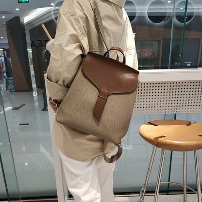 School Book Bag All-match Real Leather Backpack Cowhide Shoulder Bag 27*13*28 CM