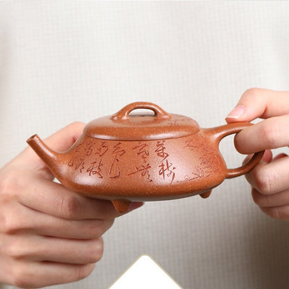 Chinese Character Carved Real Yixing Zisha Tea Pot Marked Shipiao Pot 170ml New