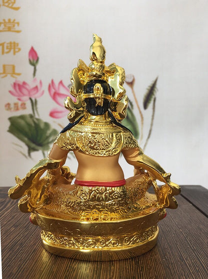 57Inch Tibetan Tantric Buddha Statue Yellow Wealth God Resin Hand Painted