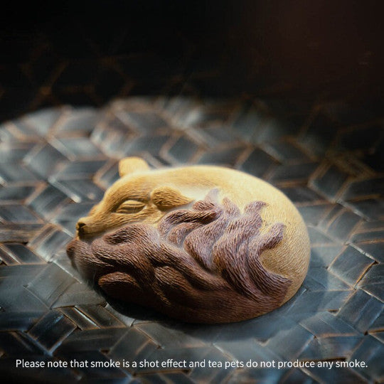 Premium Purple Sand Nine Tailed Fox Teapet Nature Zisha Clay Tea Pet For Friends