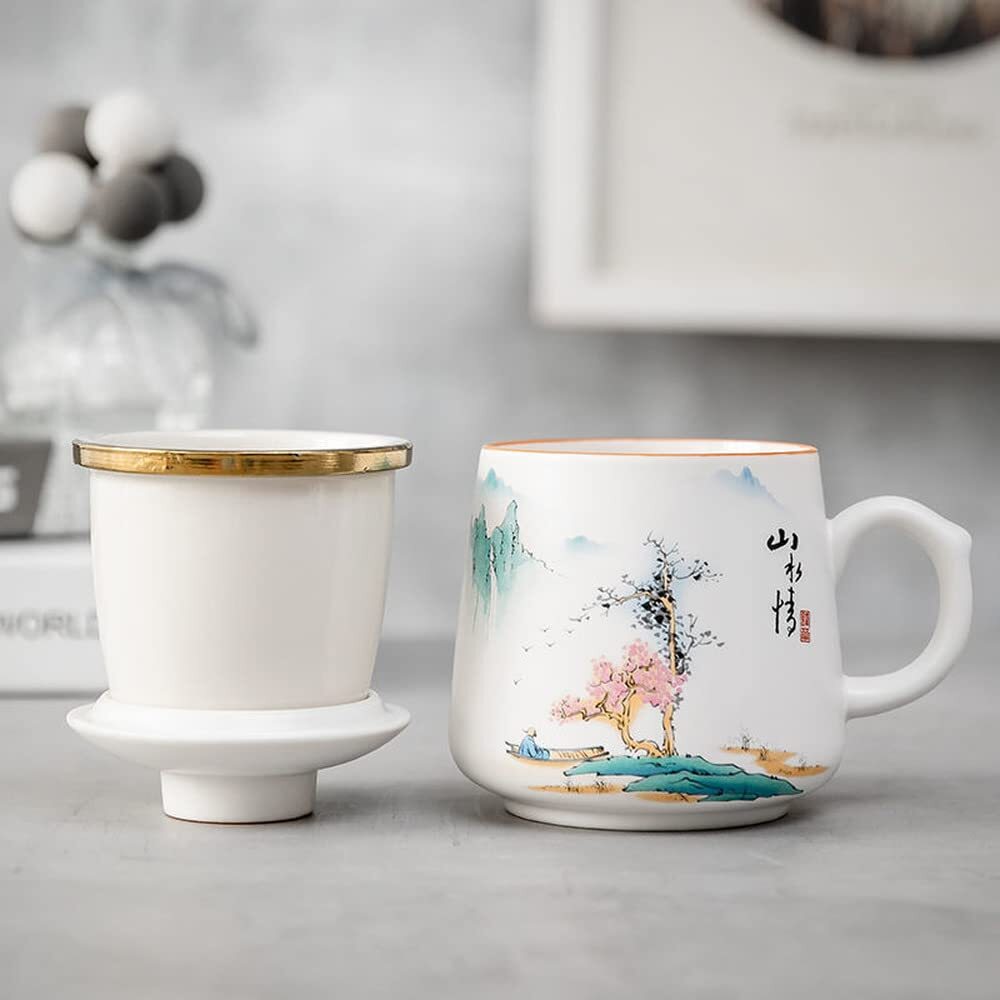 380ml Mug Ceramic Cup Tea Separation Water Cup Filter Tea Cup Kung Fu Tea Set