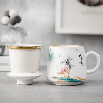 380ml Mug Ceramic Cup Tea Separation Water Cup Filter Tea Cup Kung Fu Tea Set