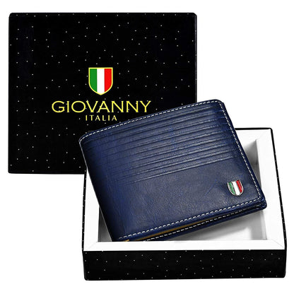Brand New Authentic Blue BI-Fold Genuine Leather Mens Wallet