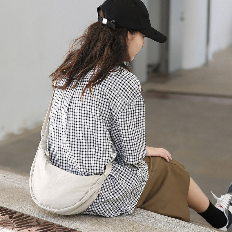 Dumpling Bag Messenger Bag Cloth Handbag Shoulder Bag Cloth Bag Vintage Simple ⌒