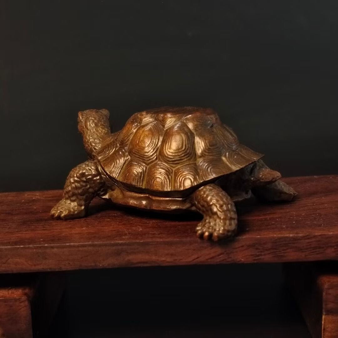 Collection Chinese old bronze handmade cast turtle tortoise statue gift tea pet