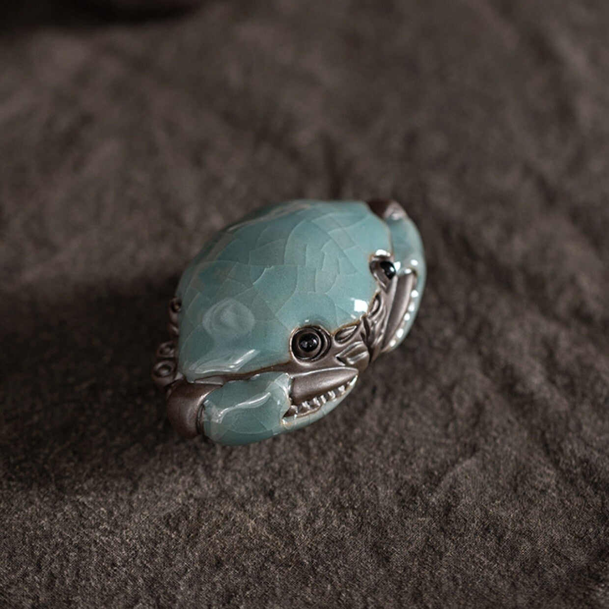 Crab Statue Small Size Yixing Zisha Crackle Glaze Porcelain Tea Pet Ornament New