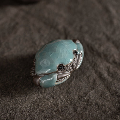 Crab Statue Small Size Yixing Zisha Crackle Glaze Porcelain Tea Pet Ornament New