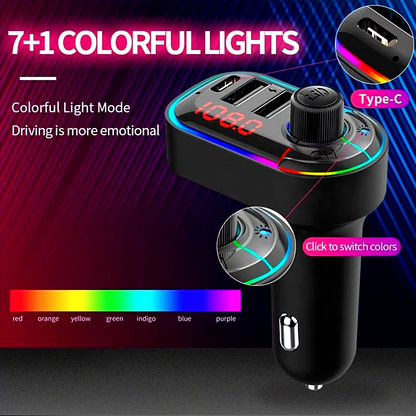 Cargador Rapido de Carro Coche Autos Vehiculo con Transmisor Bluetooth FM Dual