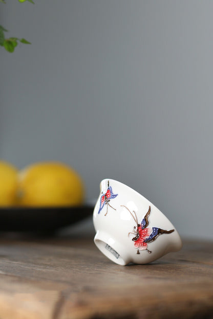 28ml 2pc Hand Painted Ceramic Kung Fu Tea Cups White Beautiful Tea Cup